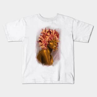 Pretty young girl with flowers in hair. Kids T-Shirt